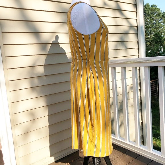 NWOT Yellow Planet Gold Striped Midi Dress - Picture 4 of 7